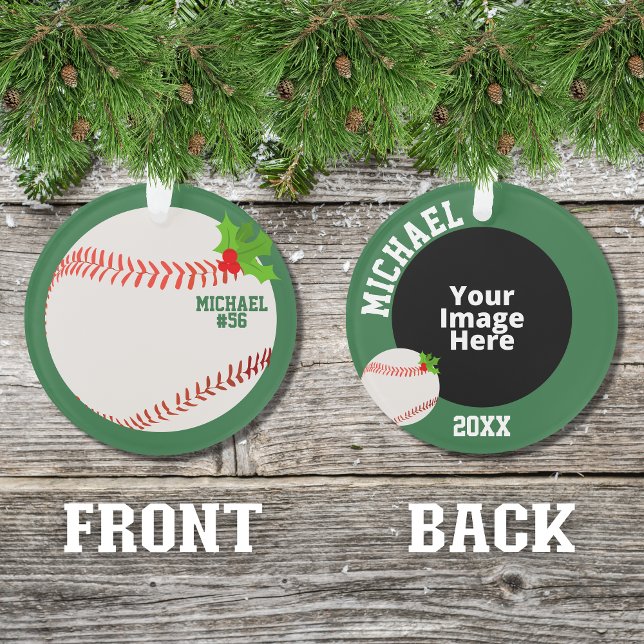 Ornamento Natal personalizado do baseball (A cute ornament for the baseball player in your life insert your own picture to personalized it.)