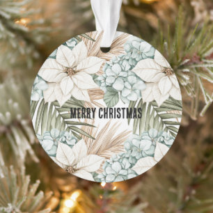 Ornamento Natal Praia Costa Tropical Floral Azul Hortelã