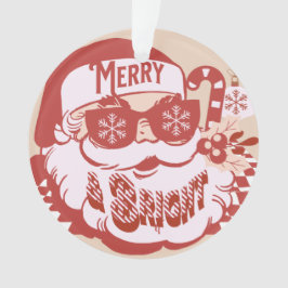 Ornamento Natal Retro Santa Alegre Rosa Vermelho    