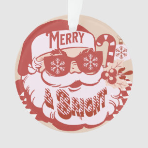 Ornamento Natal Retro Santa Alegre Rosa Vermelho