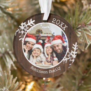 Ornamento Natal Rustic Wood Snowflake