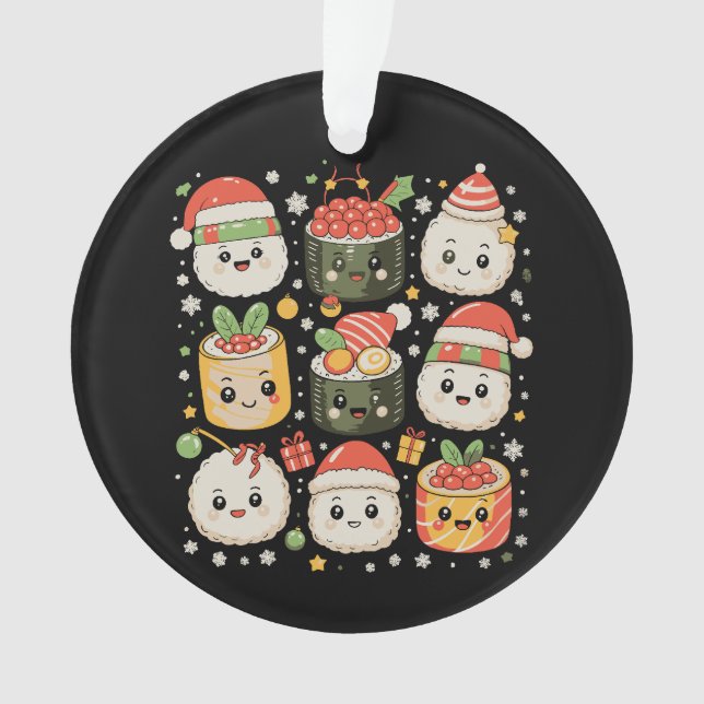 Ornamento Natal Sushi Kawaii Santa Comida Japonesa Xmas (Frente)
