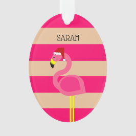Ornamento Natal tropical em Flamingo Pink Stripe
