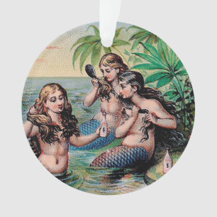 Ornamento Naufrágio Antigo das Sereias Vitorianas Tesouro Na
