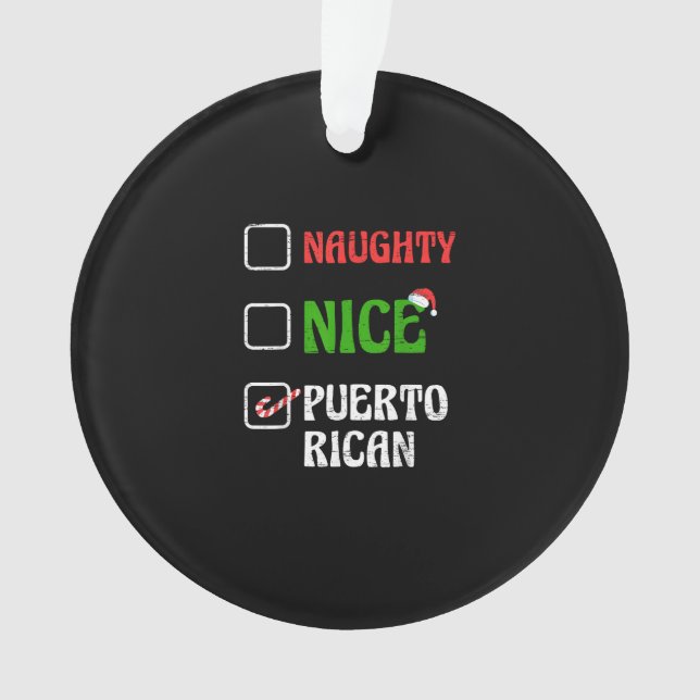 Ornamento Naughty Nice Puertorican Santa Holiday Sweet (Frente)