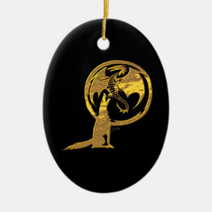 Ornamento negro de ouro Wolf & Dragon