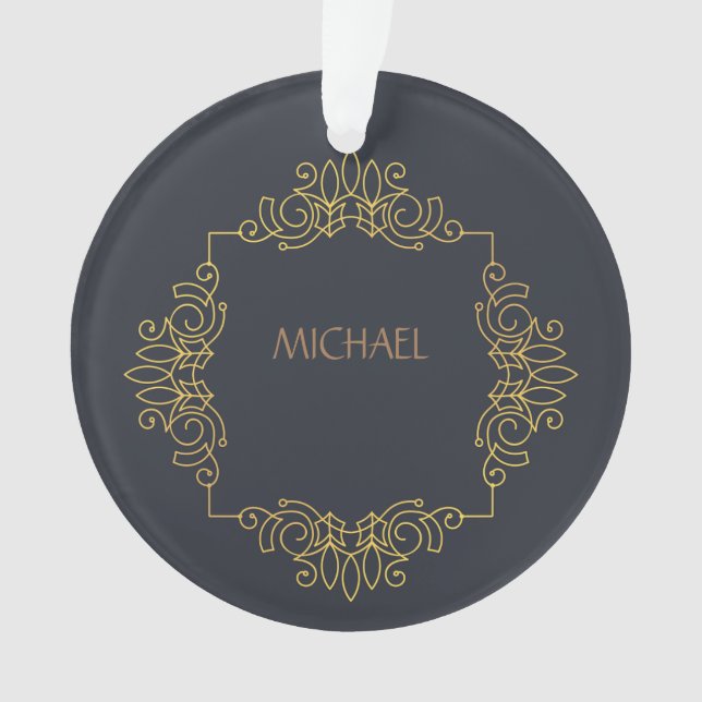 ORNAMENTO NEGRO ELEGANTE COM NOME (Frente)