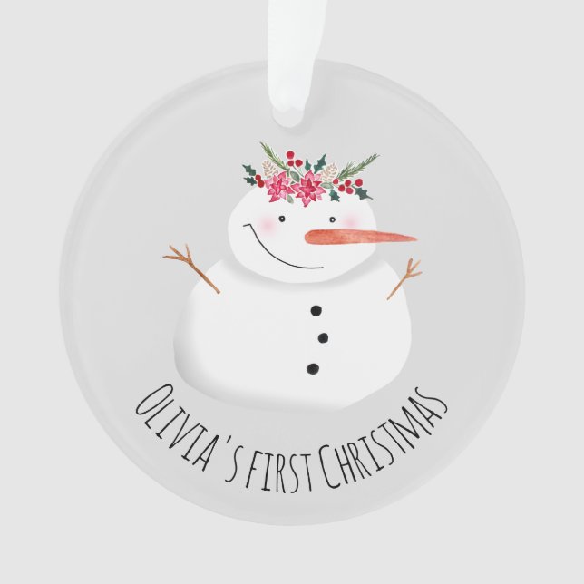 Ornamento Neve e Nome das Meninas Primeiro Flor de Natal (Frente)