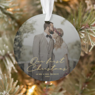 Ornamento Newlyweds Primeiro Natal Sr. e Sra. Photo