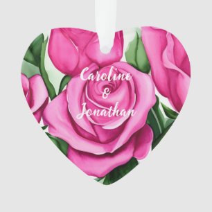 Ornamento Noivado de Rosas de Aquarela