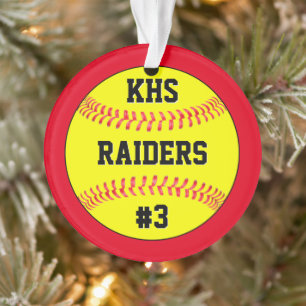 Ornamento Nome da Equipe Softball, Letras Escolares e Número