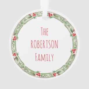 Ornamento Nome da Família Feriada de Natal Manutenção