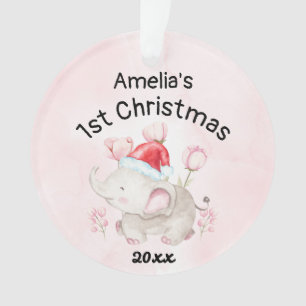 Ornamento Nome da Menina Personalizada Rosa Primeiro Natal 2