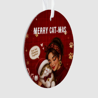 Ornamento Nome de Foto de Natal Vermelho Alegre e Fofo do Ga