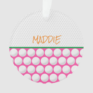 Ornamento NOME DE Golfe Moderno Cor de Rosa Verde Golfe Lara