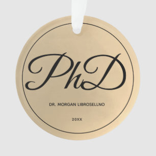 Ornamento Nome de Graduação de PhD Dourado elegantemente