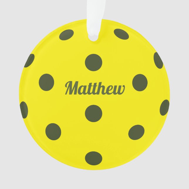 Ornamento Nome do Monograma do Jogador de Pickleball (Frente)