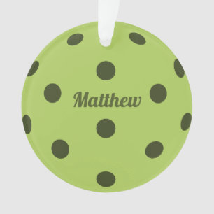 Ornamento Nome do Monograma do Jogador de Pickleball Verde