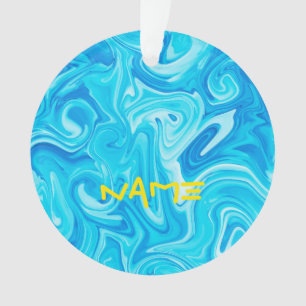 Ornamento NOME DO Surnador Blue Ocean Abstrato Paint Beach W