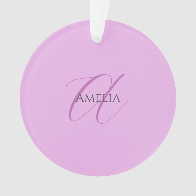 Ornamento Nome Monograma - Letra Inicial Orchid & Lilac (Frente)
