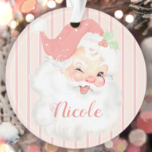 Ornamento Nome Personalizado Cor-de-Rosa Papais noeis de Vin