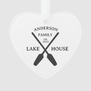 Ornamento Nome Personalizado da Família Lake House
