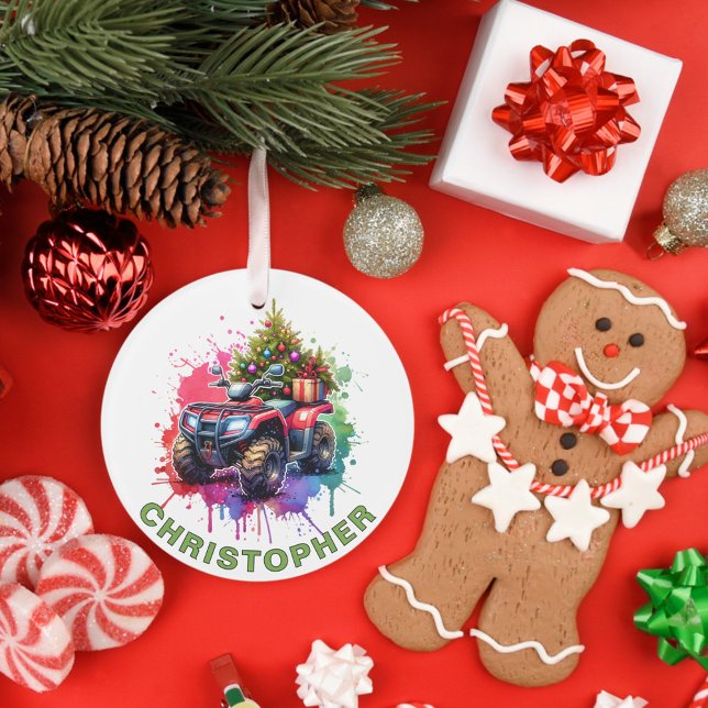 Ornamento Nome Personalizado de ATV de Natal (Criador carregado)