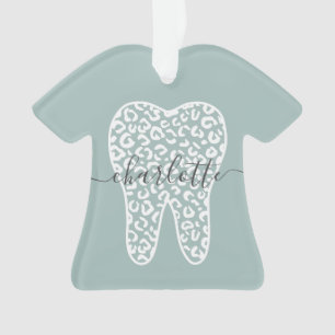 Ornamento Nome Personalizado Dental Leopard Impressão Dente