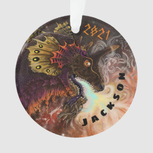 Ornamento Nome Personalizado do Dragão do Spitter de Fogo