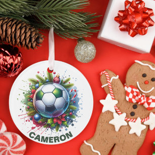 Ornamento Nome Personalizado do Entusiasta de Futebol de Nat