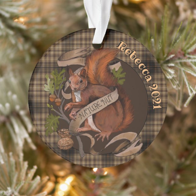 Ornamento Nome Personalizado do Esquilo Nut da Natureza (Árvore)