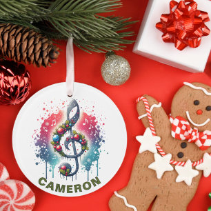 Ornamento Nome Personalizado do Pover de Música de Natal