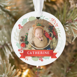 Ornamento Nome Personalizado do Primeiro Natal do Bebê