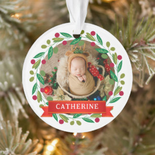 Ornamento Nome Personalizado do Primeiro Natal do Bebê