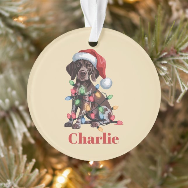 Ornamento Nome Personalizado Pointer de Cabelo Curto Alemão  (Árvore)