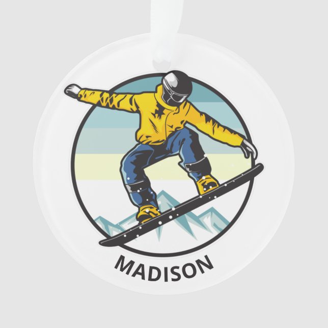 Ornamento Nome personalizado SNOWBOARDER (Frente)