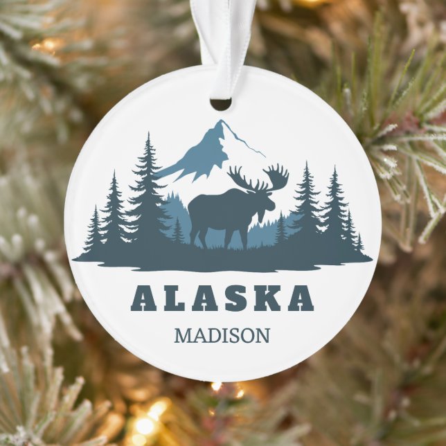 Ornamento Nome Personalizado & Texto ALASKA (Árvore)