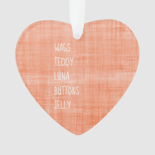 Ornamento Nomes de animais de estimação da família Mensagem 