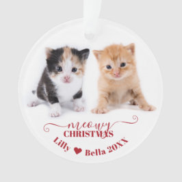 Ornamento Nomes de Foto de Gato de Natal Feliz Vermelho