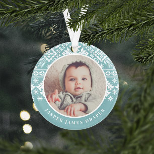Ornamento Nordic Sweater Baby's First Christmas Photo