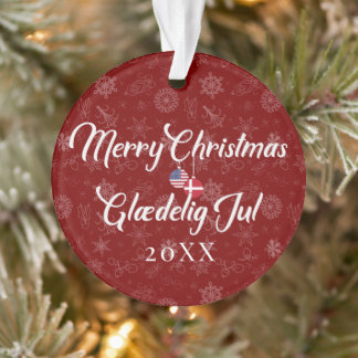 Ornamento Nórdico Americano Com Ano Personalizado Bilíngue