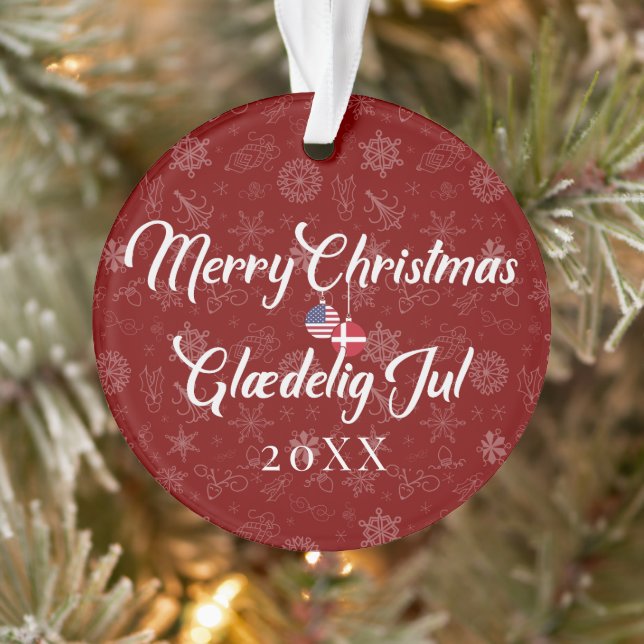 Ornamento Nórdico Americano Com Ano Personalizado Bilíngue (Árvore)