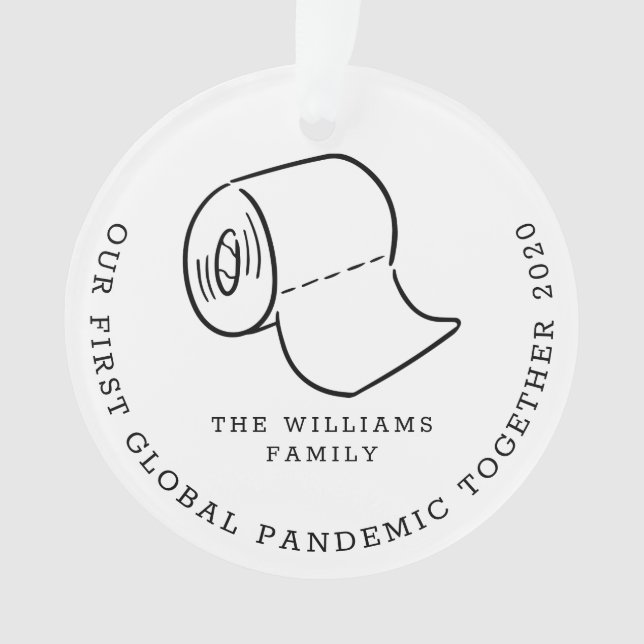 Ornamento Nossa Primeira Foto de Férias de Pandemia Global J (Frente)