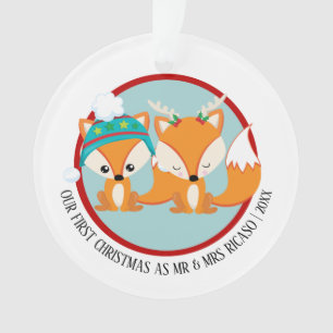 Ornamento Nossa Primeira Foto Personalizada da Fox Vermelha 