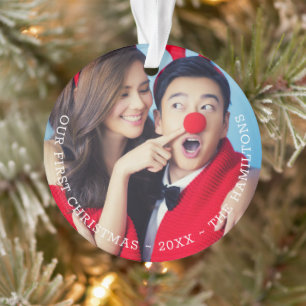 Ornamento Nossa Primeira Foto Personalizada de Natal
