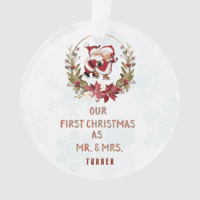 Ornamento Nossa Primeira Poinsettia De Natal Flocos De Neve (Frente)