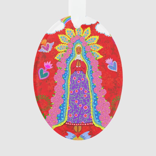 Ornamento Nossa Senhora de Guadalupe Feriado Vermelho (Frente)