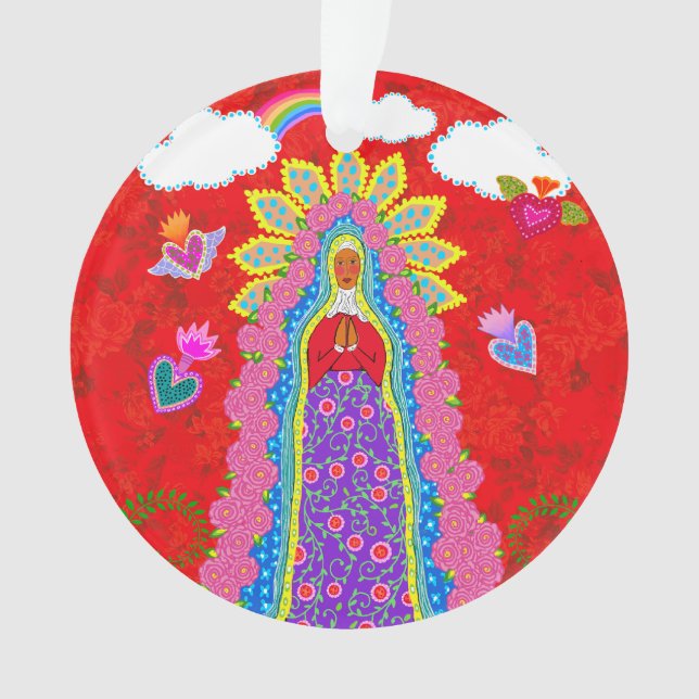 Ornamento Nossa Senhora de Guadalupe Vermelho (Frente)