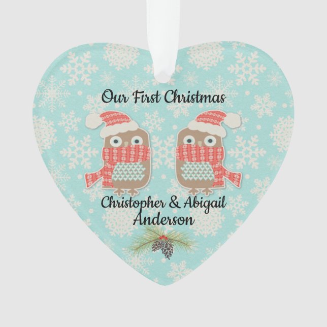 Ornamento Nossas primeiras corujas de Natal (Frente)
