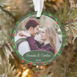 Ornamento Nosso 1º Natal Casal Clássico Personalizado Foto